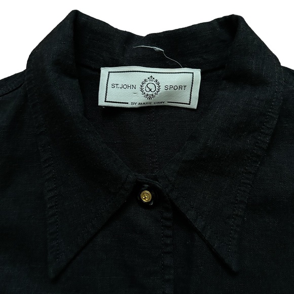 St. John Sport by Marie Gray Long Sleeve Shirt Jacket Linen Black Womens Size L - Picture 3 of 5